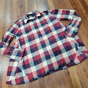 Hatch Boyfriend Plaid Flannel Shirt 100%  Cotton Size  P